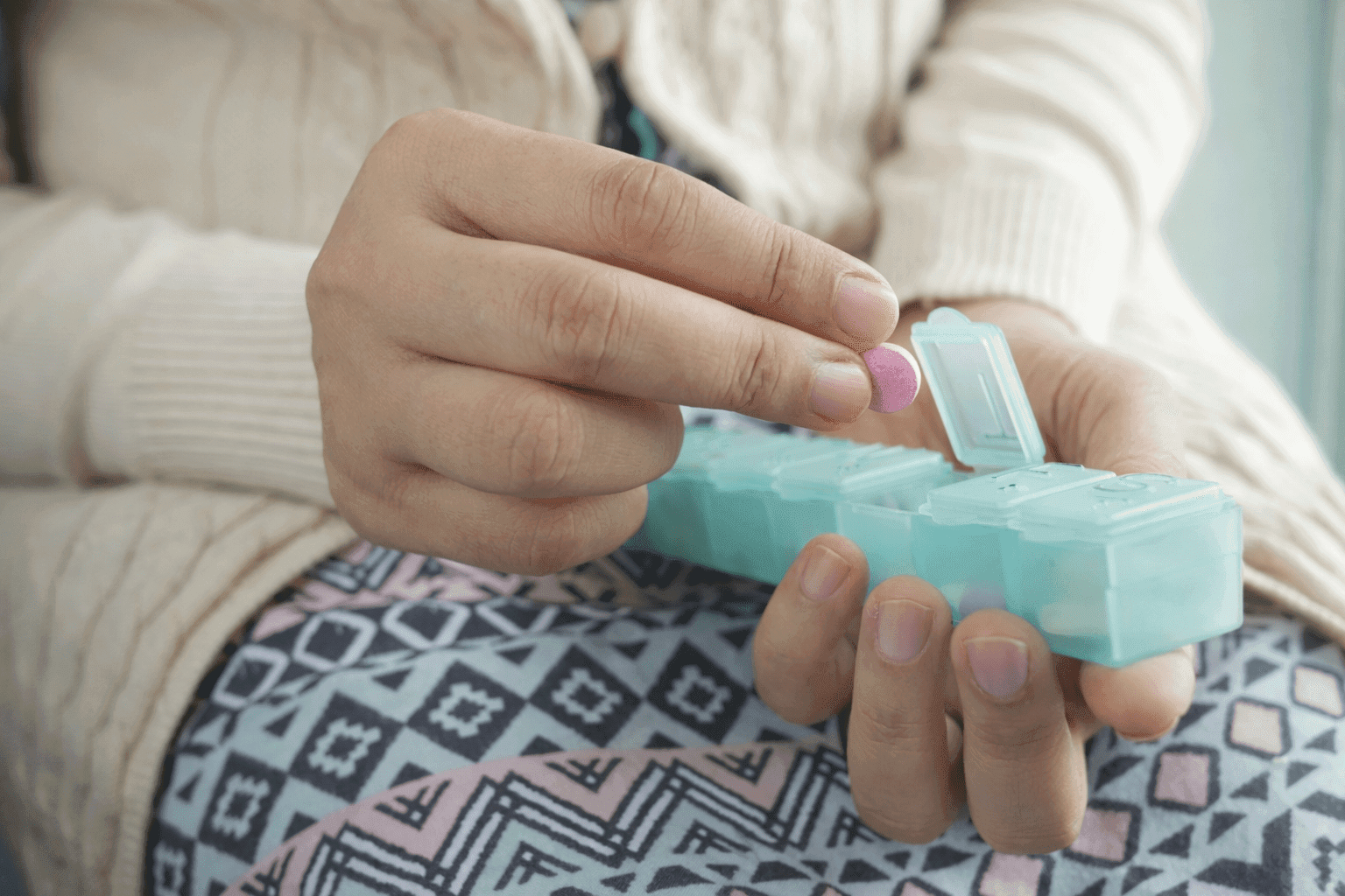 Medication pills representing the safe medication management that Vera helps monitor between care visits